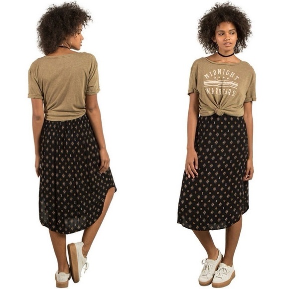 VOLCOM Champain Trail Midi Skirt Black Sz L - Picture 1 of 6